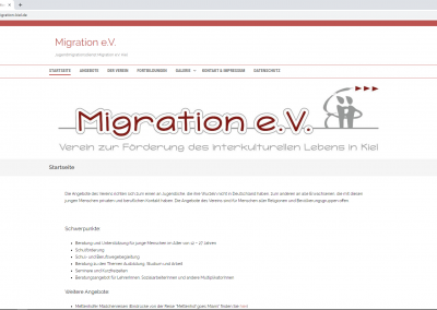 Website-Screenshot: Jugendmigrationsdienst Migration e.V. Kiel