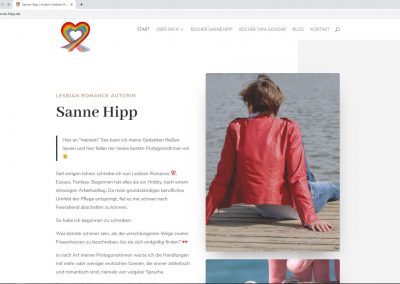 Website-Screenshot: Sanne Hipp | Autorin Lesbian Romance