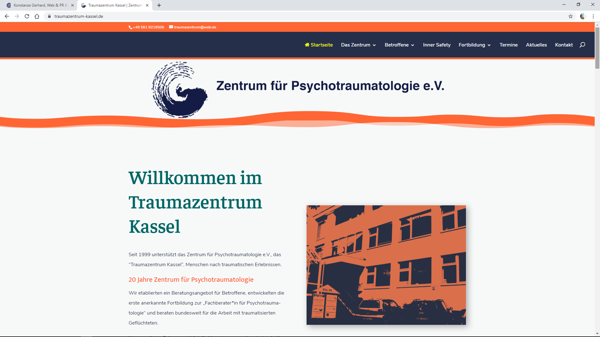 Website-Screenshot: Zentrum für Psychotraumatologie e.V., Traumazentrum Kassel