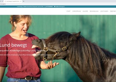 Website-Screenshot Jacqueline Hunderlage (zukünftig Lund) | Lund bewegt - Mobile tierärztliche Chiropraxis rund um Plön in Schleswig-Holstein, Ostholstein und Holsteinische Schweiz