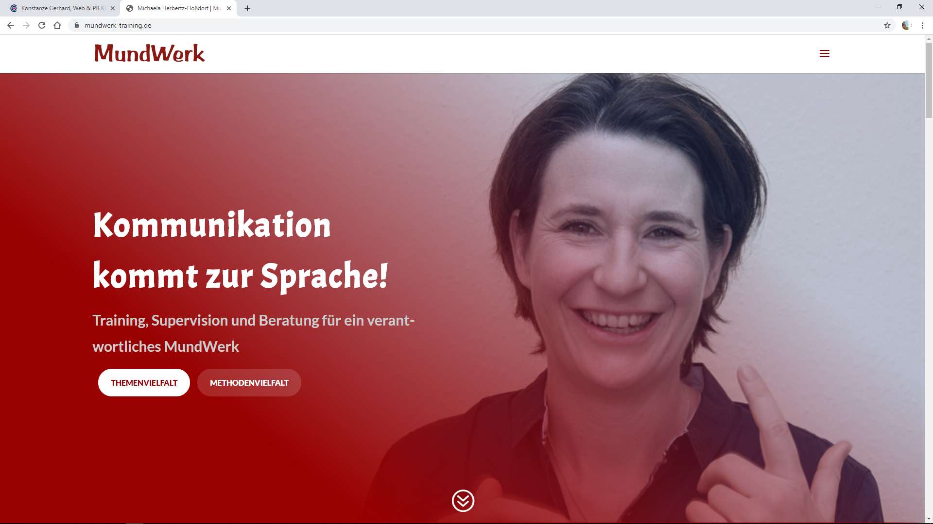 Website-Screenshot Michaela Herbertz-Floßdorf | MundWerk Training Düsseldorf