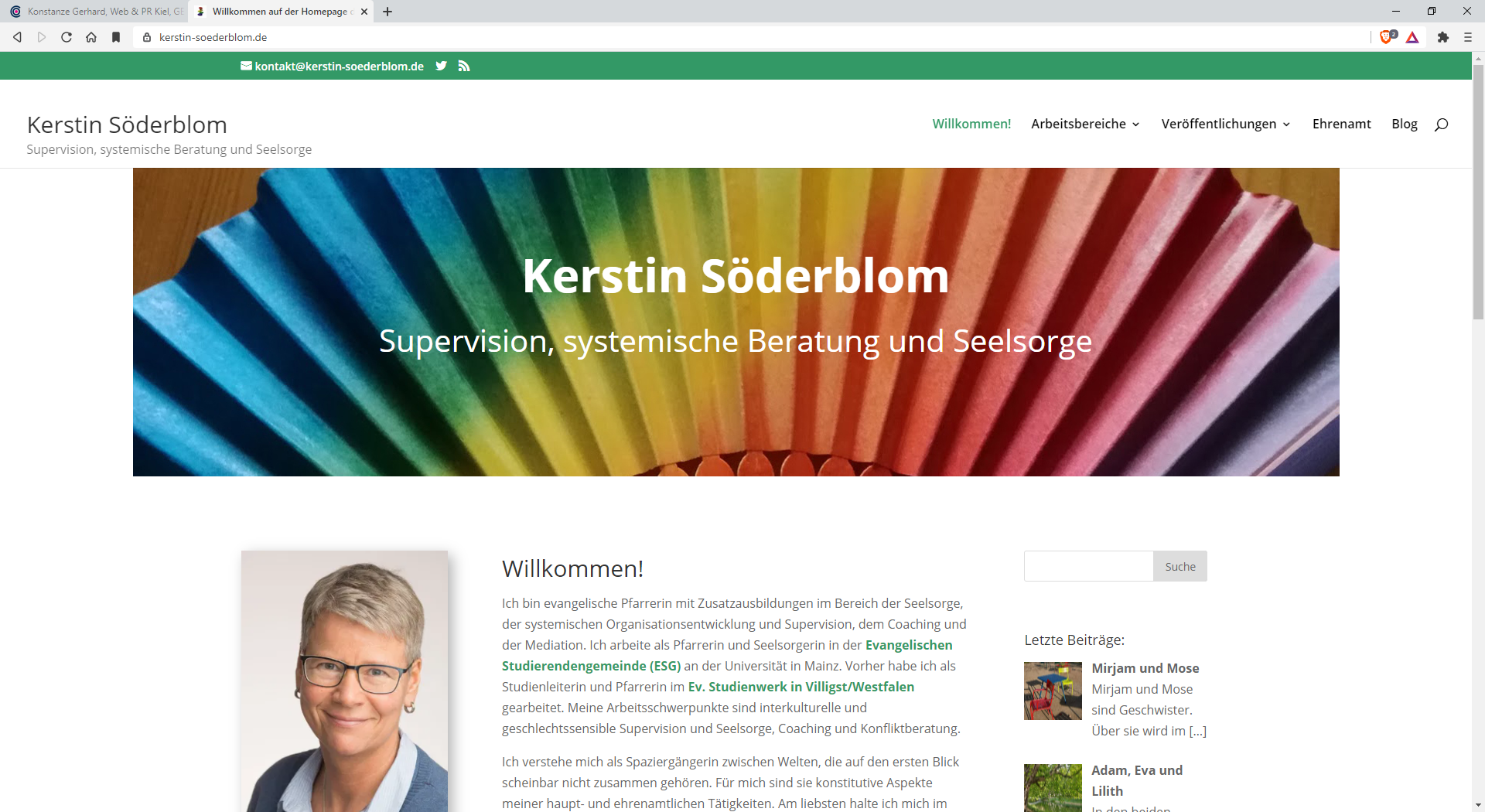Website-Screenshot Kerstin Söderblom Supervision, systemische Beratung und Seelsorge