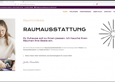 Website Screenshot Neue Website aus meinem Hause: Julia Vormelcher, Raumausstattermeisterin, 24242 Felde bei Kiel.