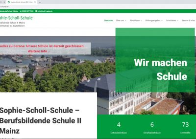 Website-Screenshot Sophie-Scholl-Schule, BBS II, Mainz