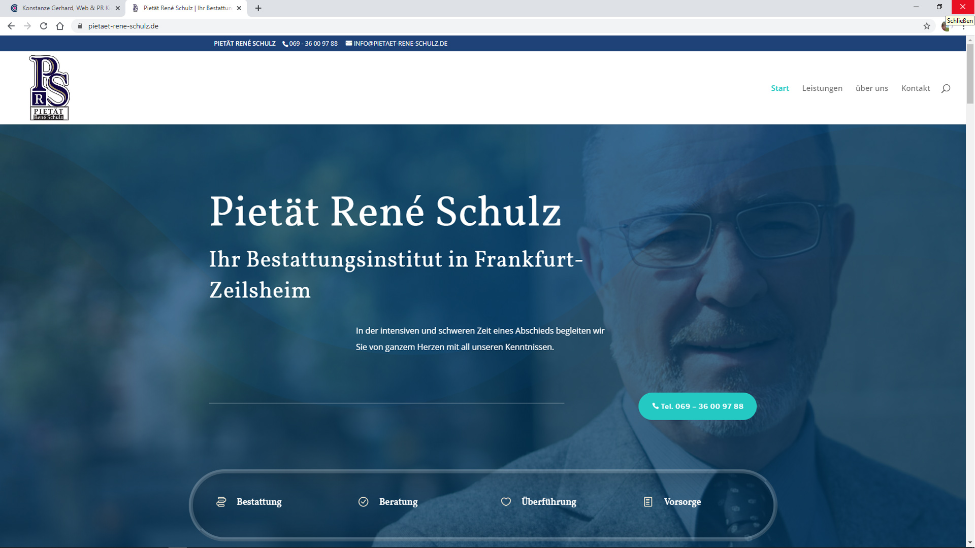 Website-Screenshot Pietät René Schulz Frankfurt-Zeilsheim