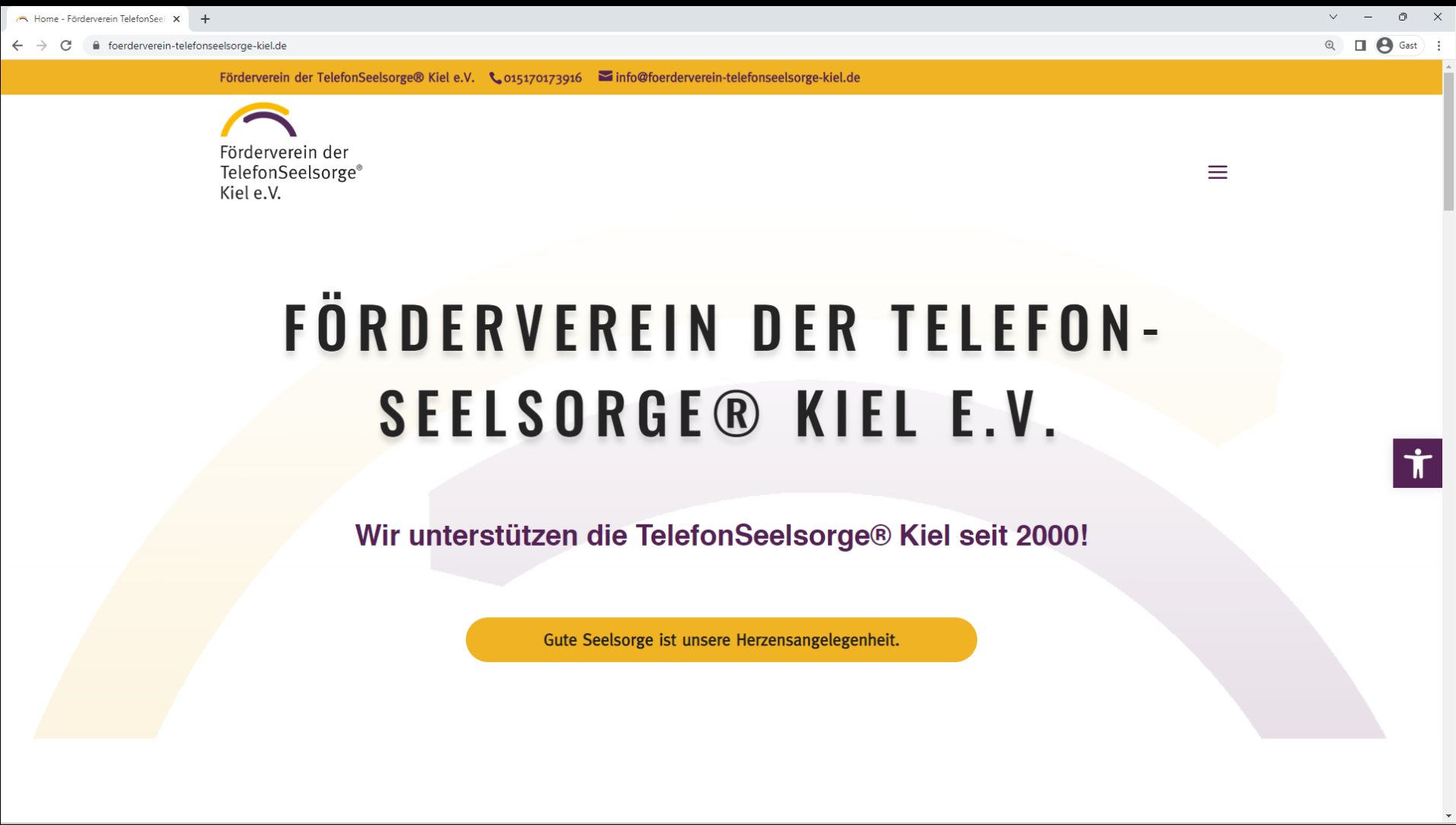 Website-Screenshot Förderverein der TelefonSeelsorge® Kiel e.V.