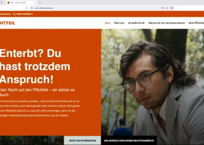 Startseite Mein Pflichtteil, Website zum Pflichtteilsrecht und Pflichtteilsergänzungsanspruch